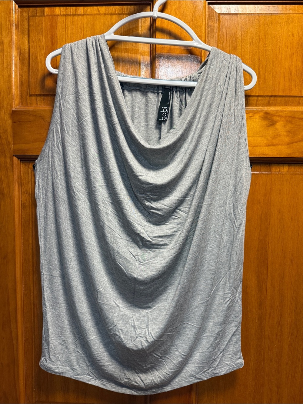 bobi Light Gray Draped Cowl Neck Tank
